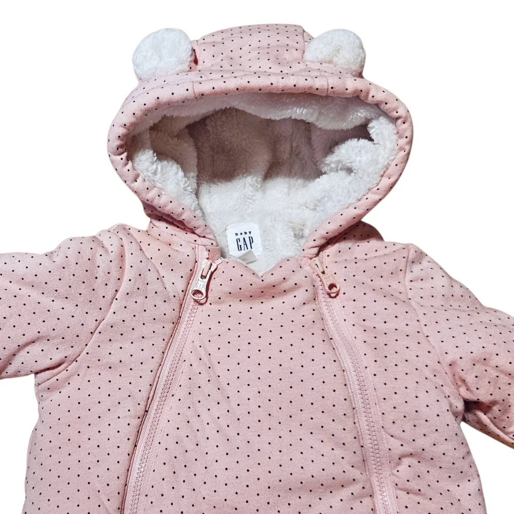Baby Gap Cozy Faux Fur Lined Hooded Snowsuit Bunting 3-6M